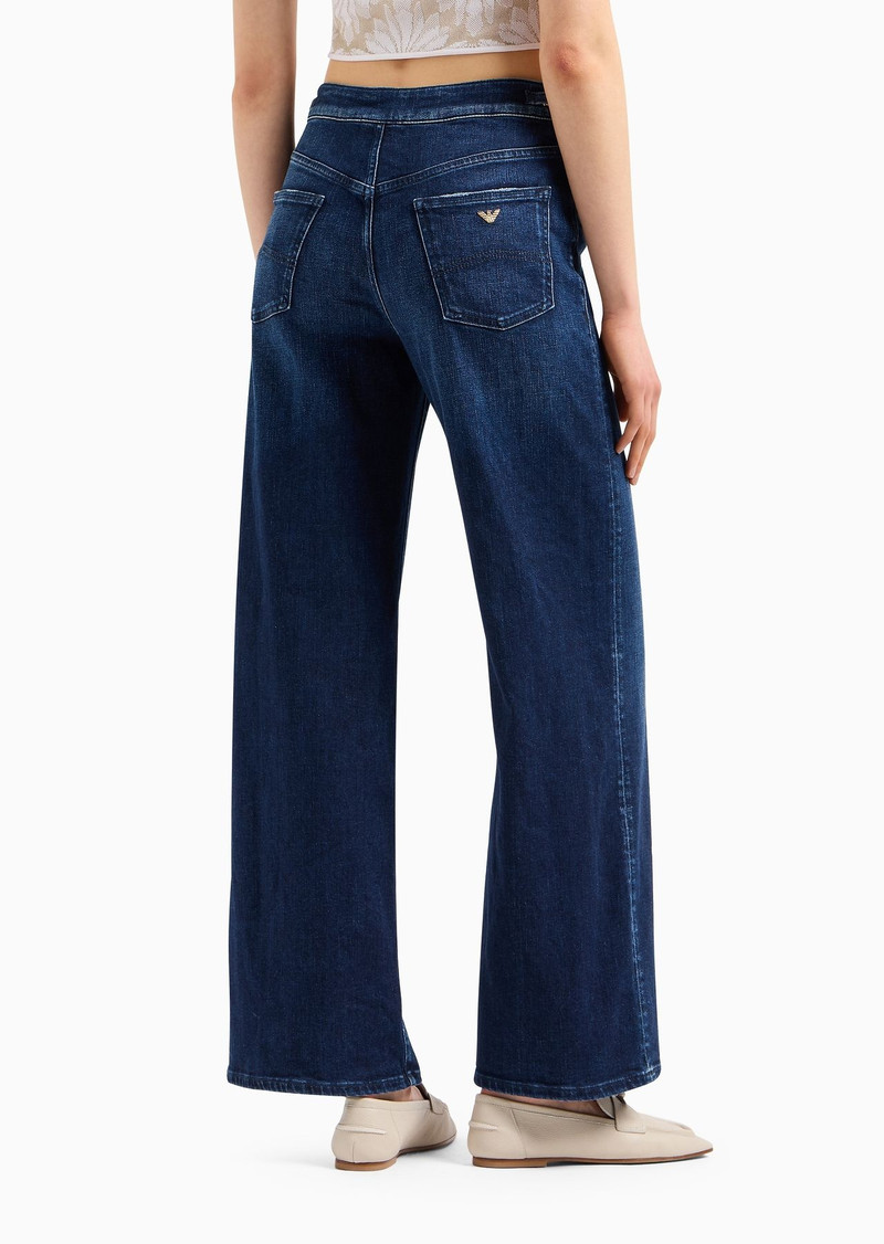 J8B High-waist wide-leg jeans in worn-look denim with chain detail 3