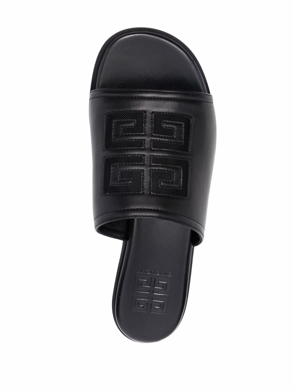 embossed-logo leather slides - 4