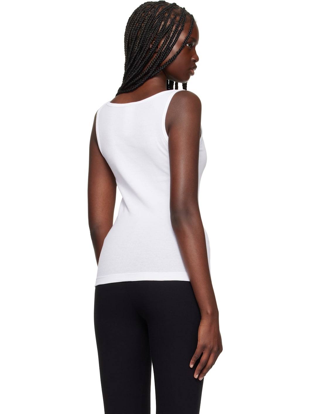 White Rib & Embroidery Patch Tank Top - 3