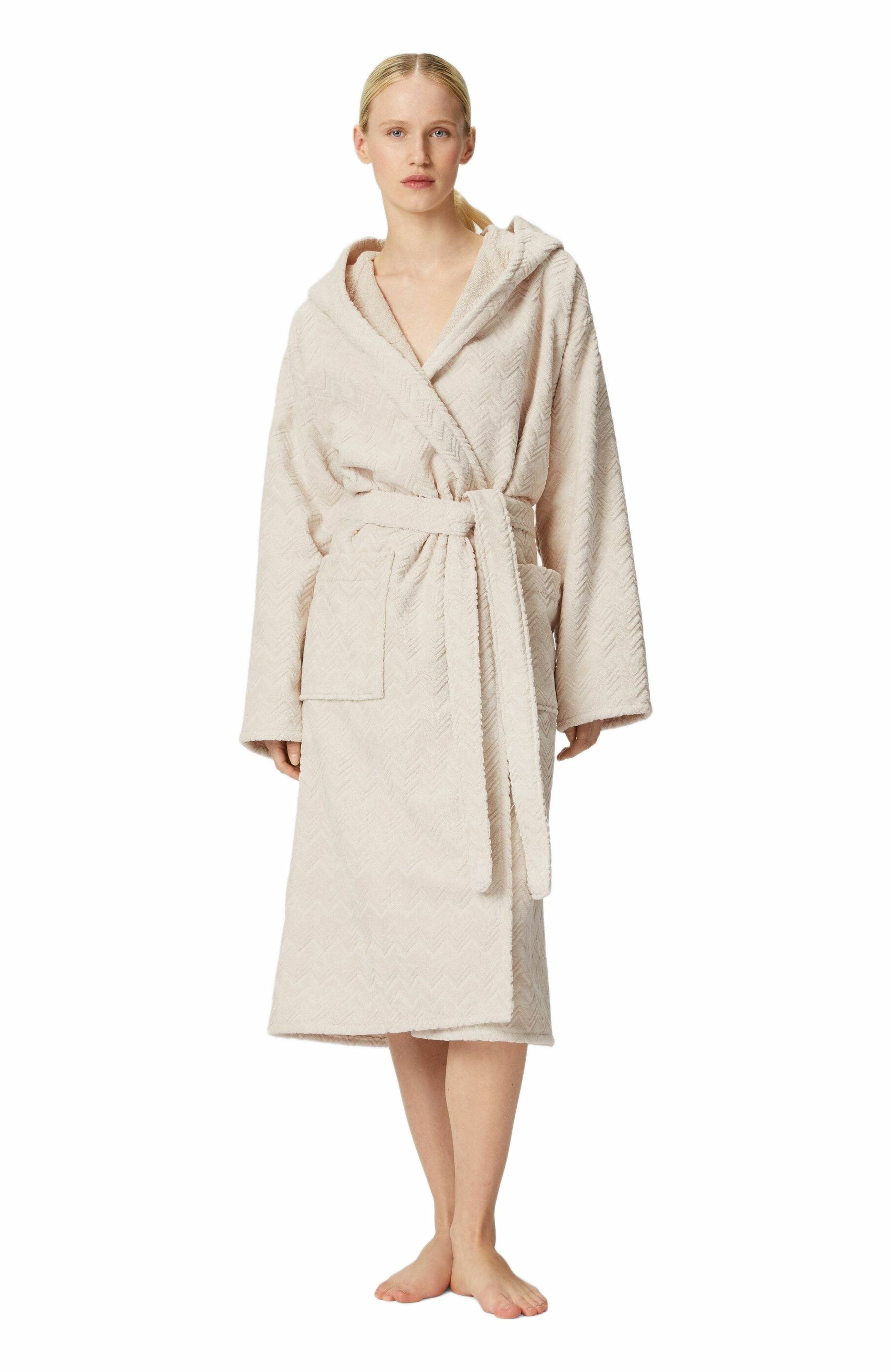 Missoni Home Chalk Bathrobe In Cotton Terry With Zigzag Pattern in Brown at Nordstrom - 5