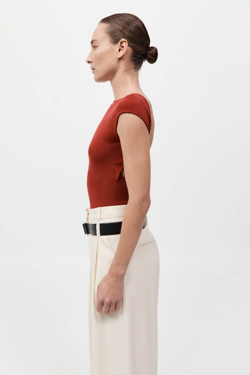 Sculpted Ballet Knit Top - Rosso - 4
