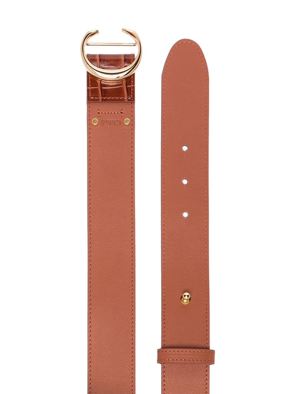 logo-embellished crocodile-effect leather belt - 3