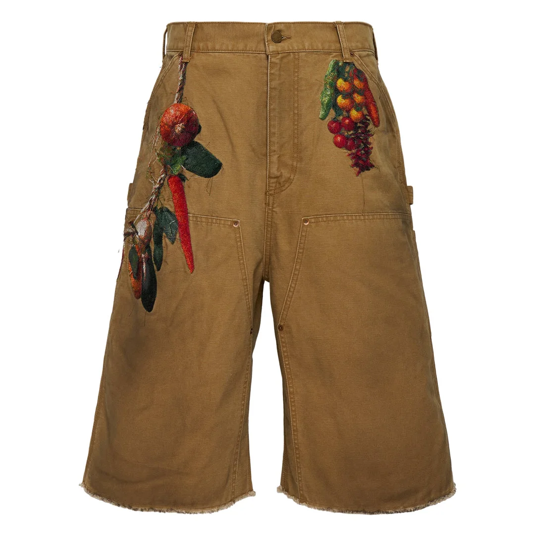 Vegetable Embroidery Cut Off Pants - 1