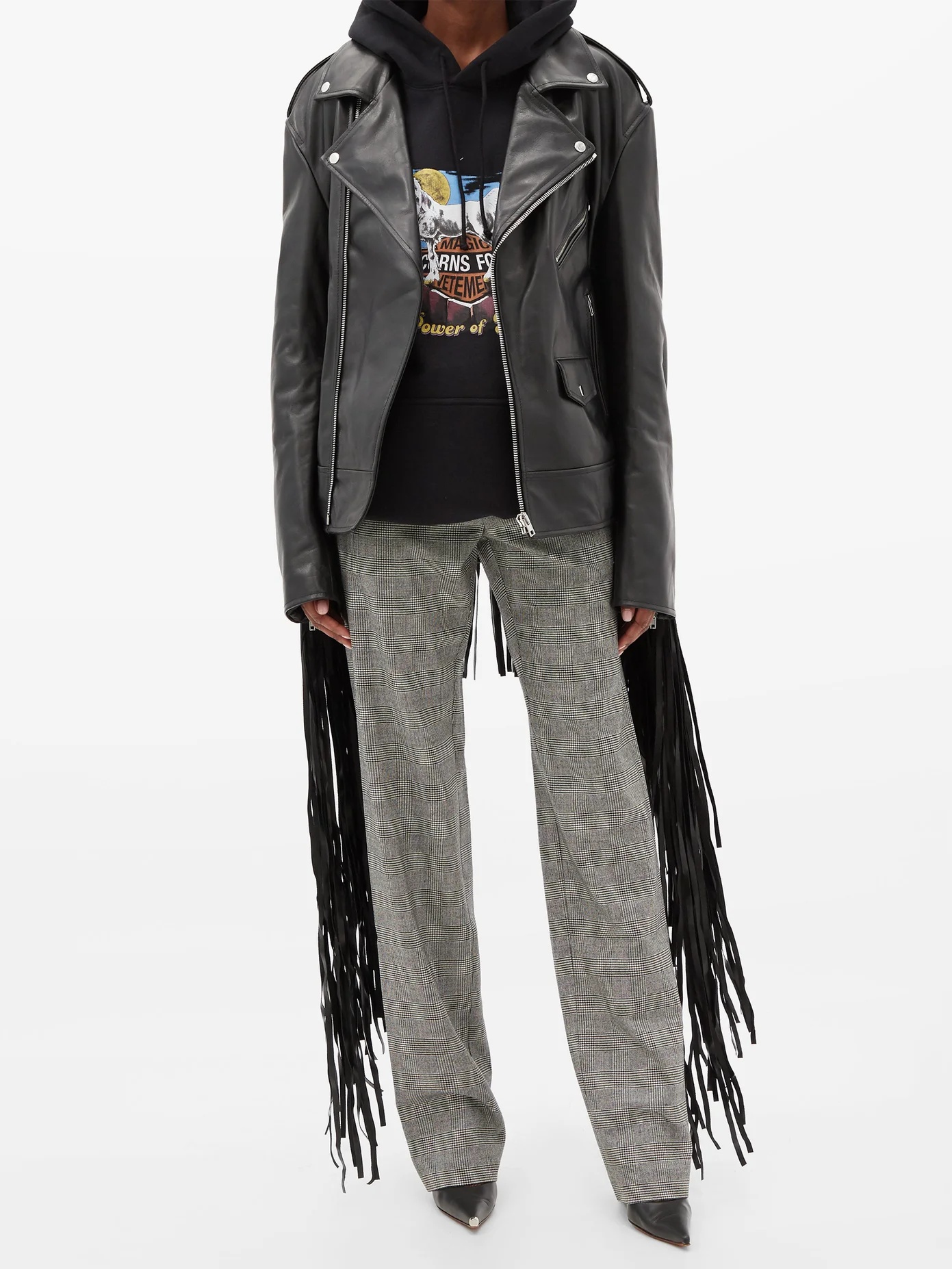 Fringed leather biker jacket - 2