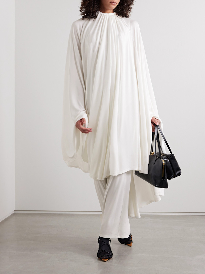 MARIE ADAM-LEENAERDT Cape-effect Layered Gathered Crepe-jersey Maxi Dress outlook