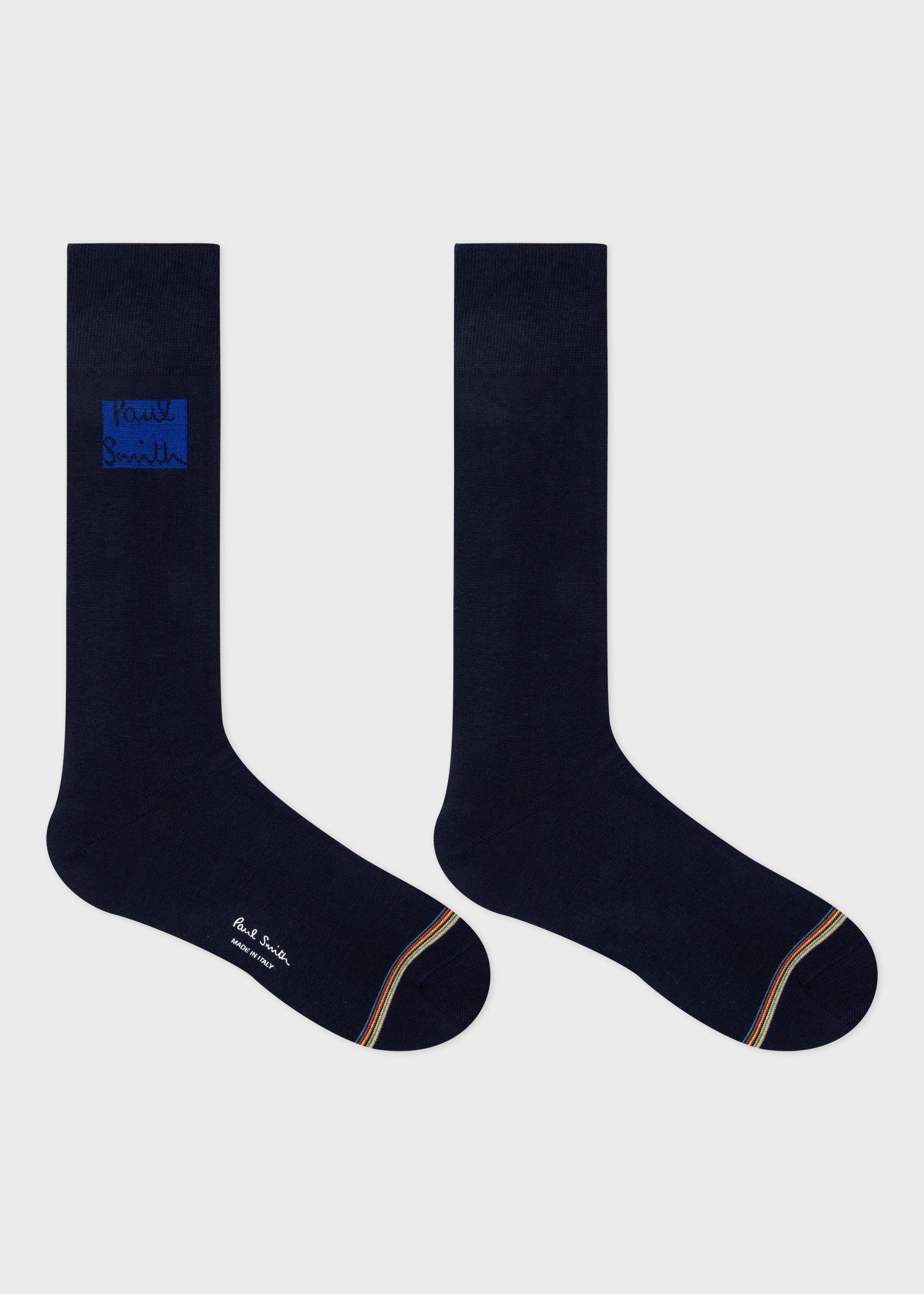 Navy Cotton-Blend Logo Socks - 2