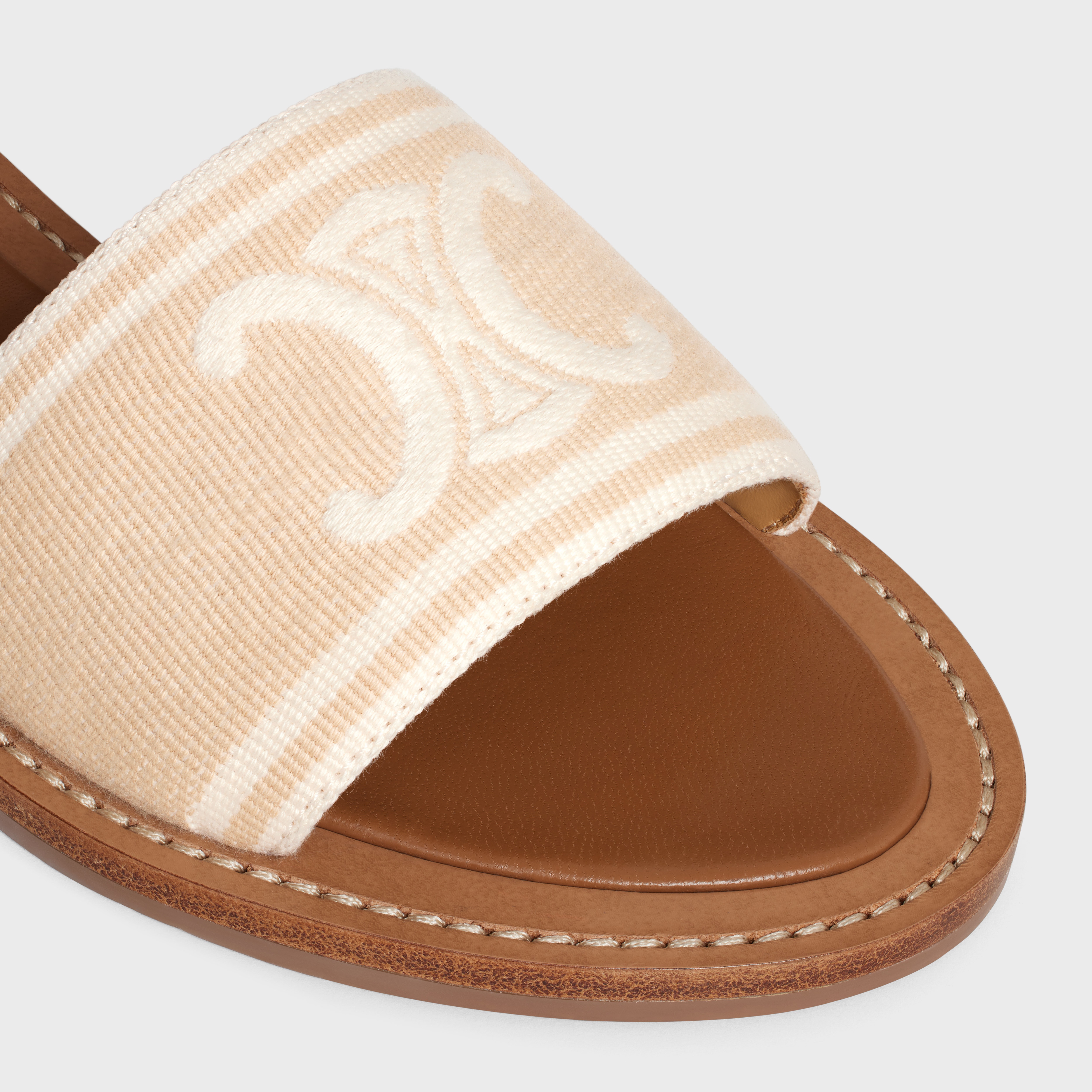 CELINE LYMPIA SANDAL in TRIOMPHE JACQUARD CANVAS & CALFSKIN - 4