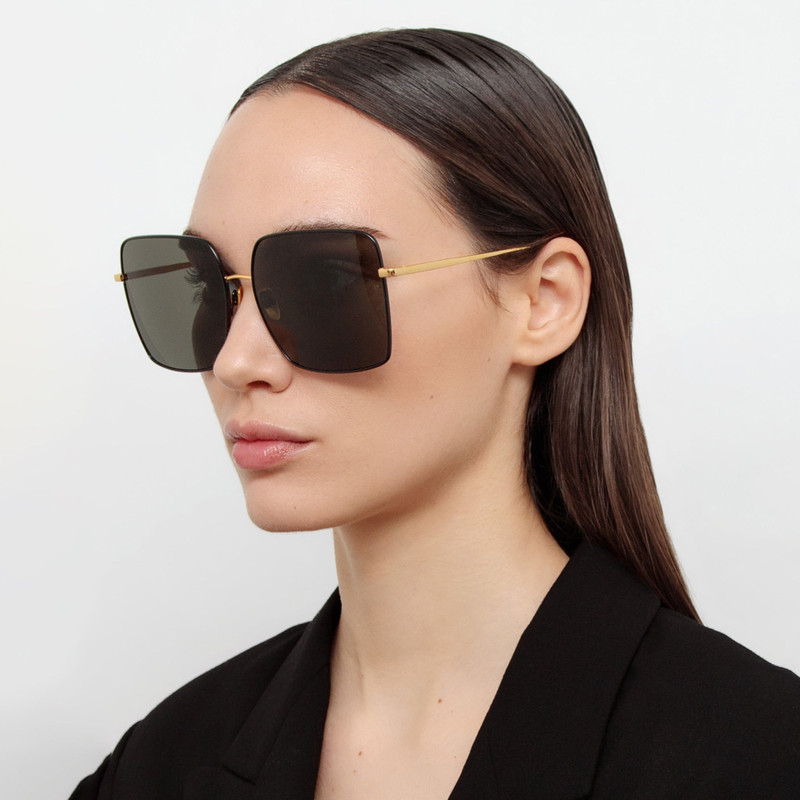 LINDA FARROW HINA SQUARE SUNGLASSES IN BLACK outlook