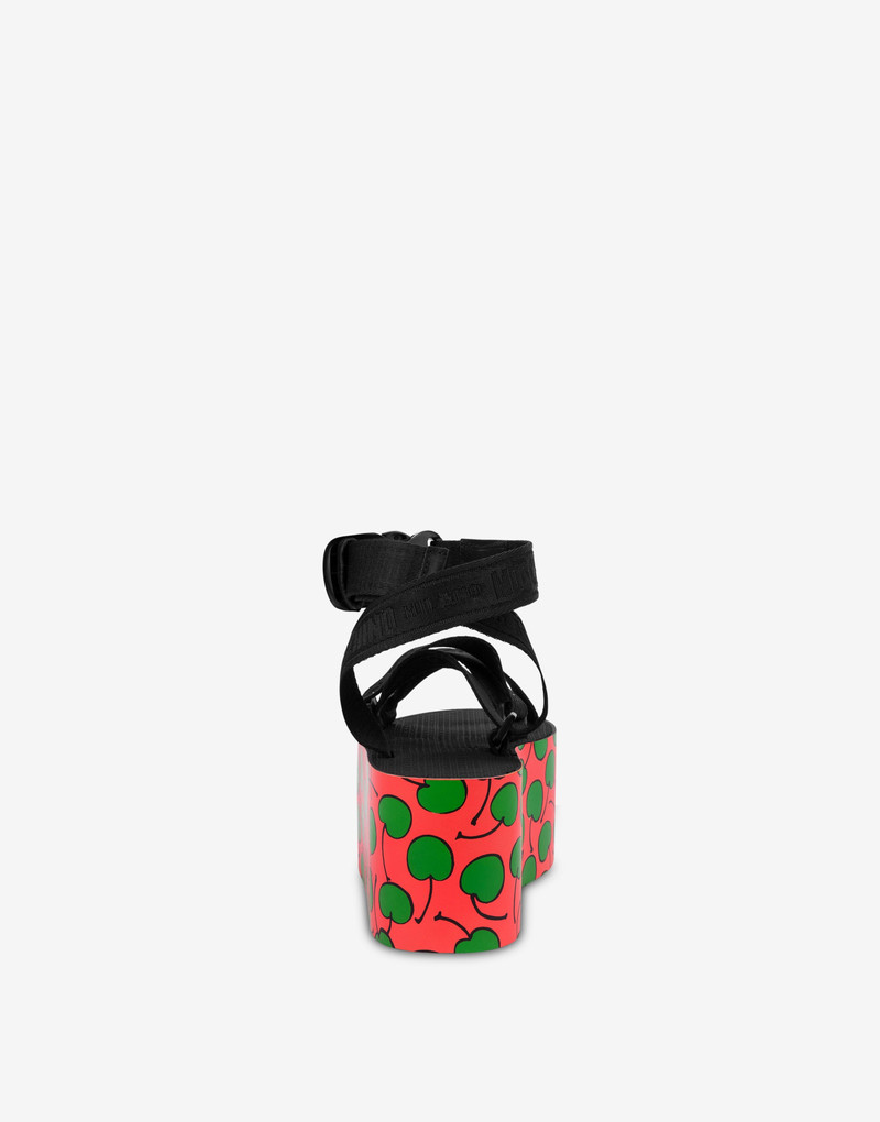 Moschino ALL-OVER CHERRY SOLE WEDGE SANDALS outlook