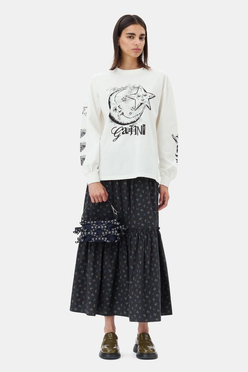 GANNI BLACK FLORAL PRINTED MAXI SKIRT outlook