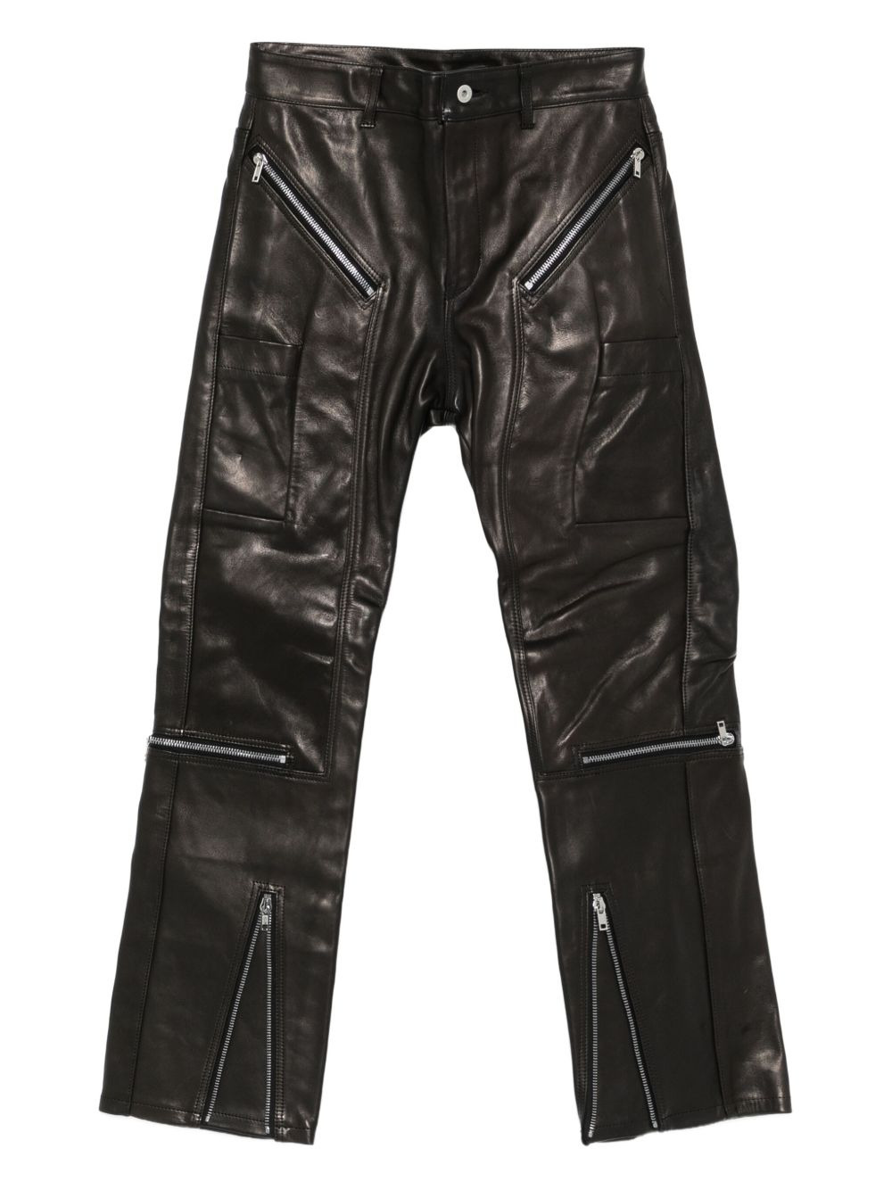 zip-detail leather trousers - 1