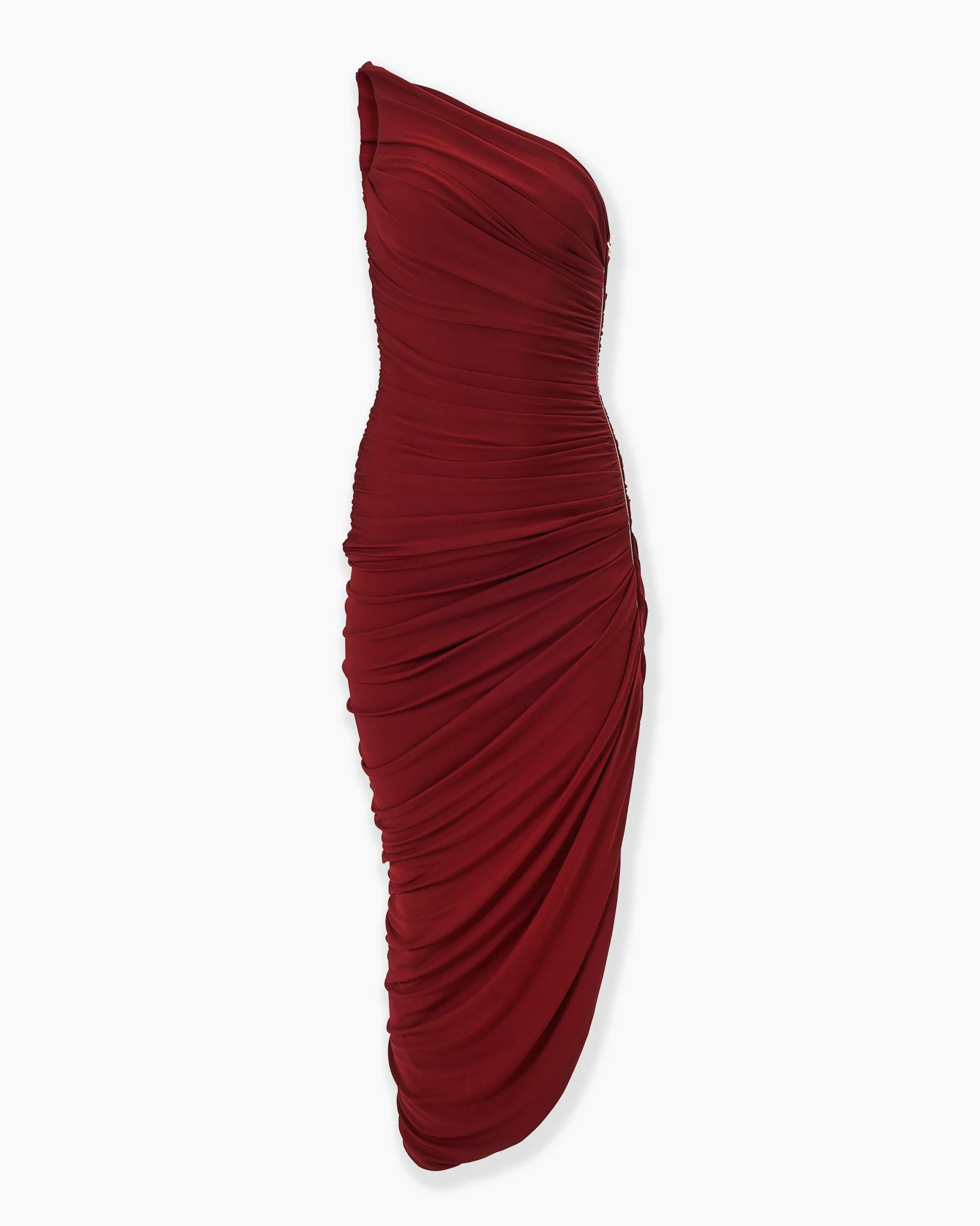 Asymmetric Ruched Midi Dress - 1