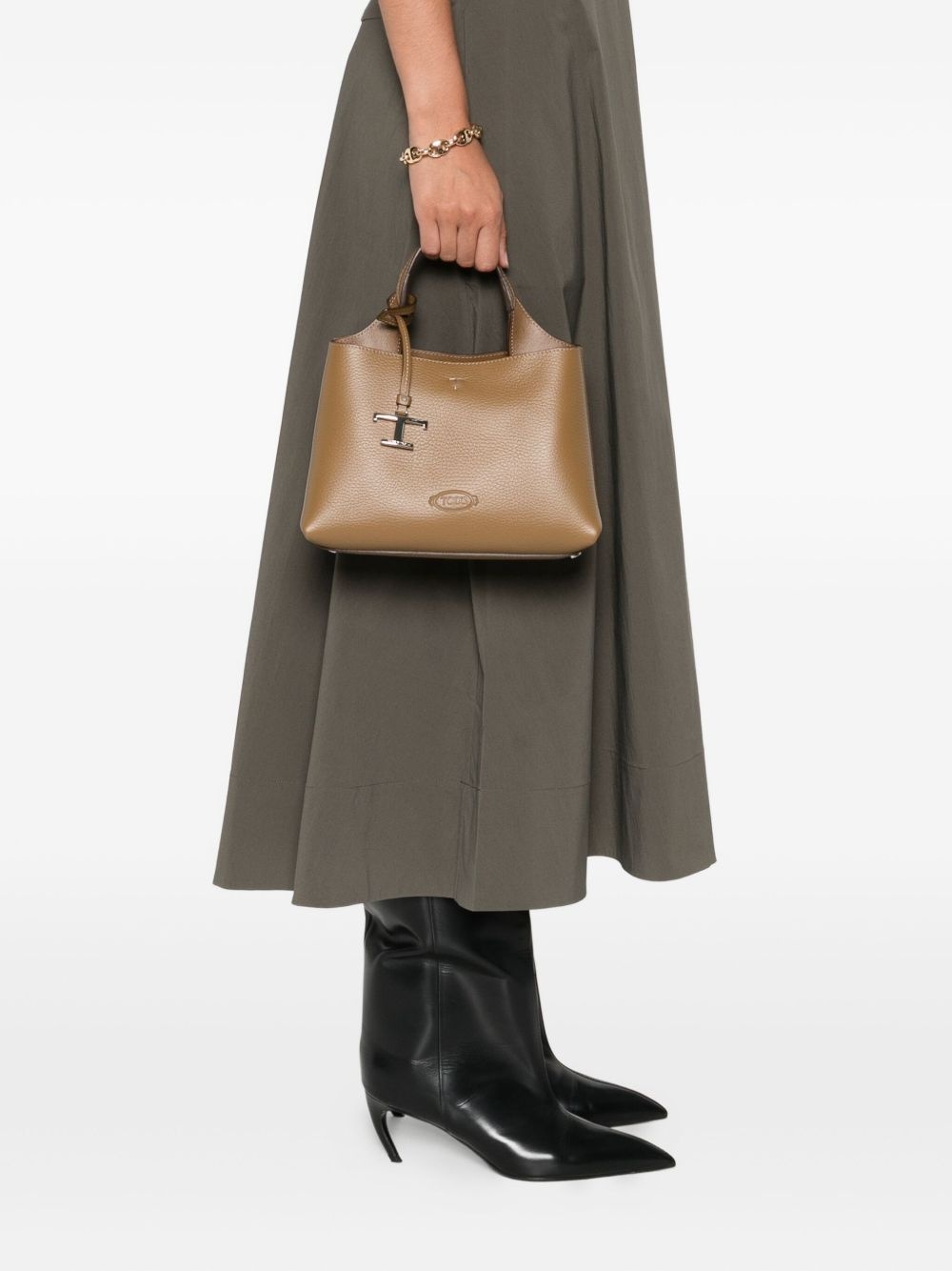 leather T-logo tote bag - 2