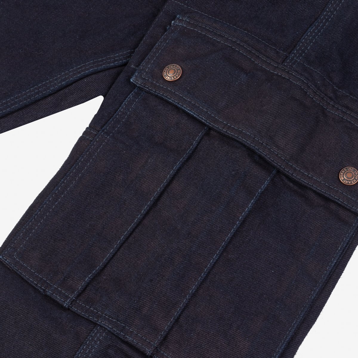 14oz Selvedge Denim Cargo Pants - Indigo/Black - 11