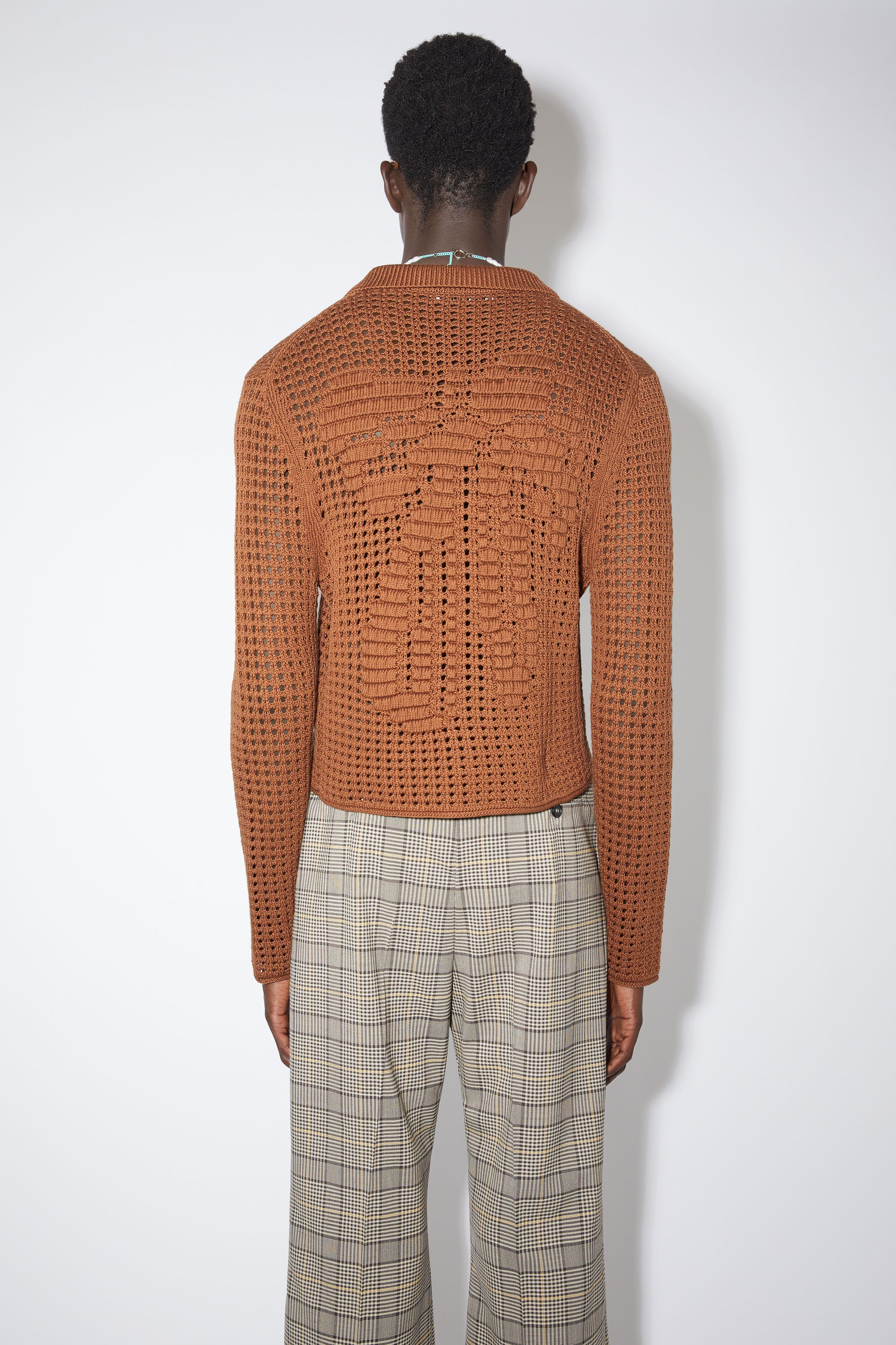 Knitted cardigan - Cognac brown - 3