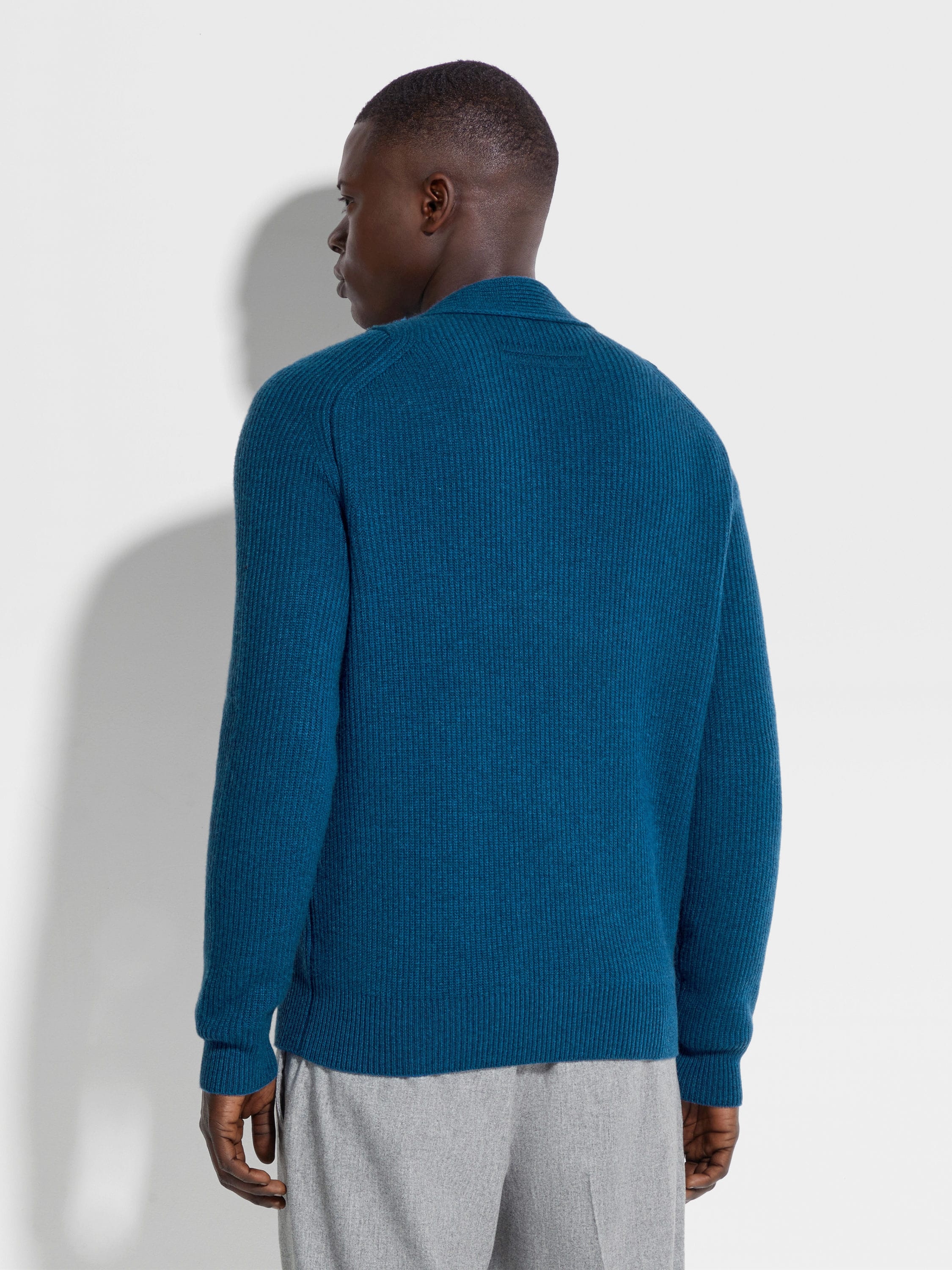 BRIGHT TEAL BLUE OASI CASHMERE CARDIGAN - 5