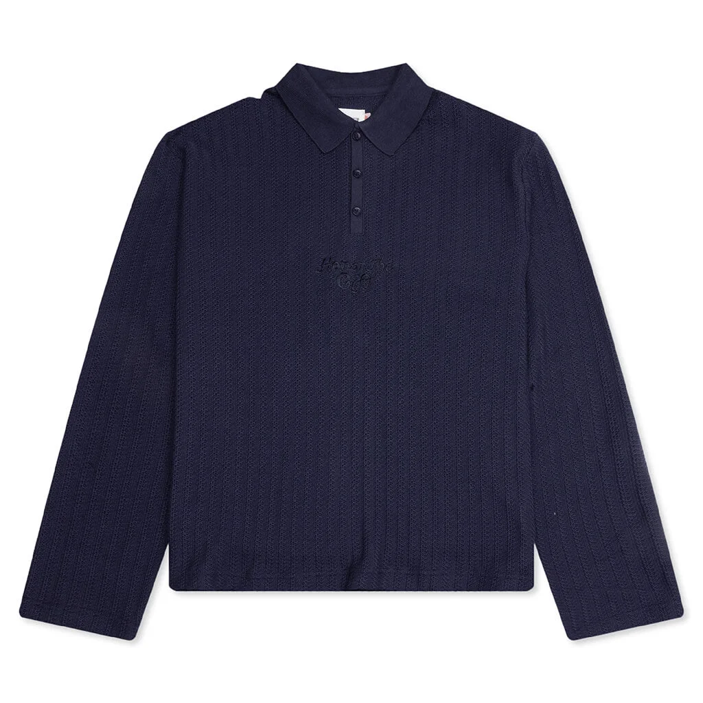 LONG SLEEVE KNIT POLO - NAVY - 1