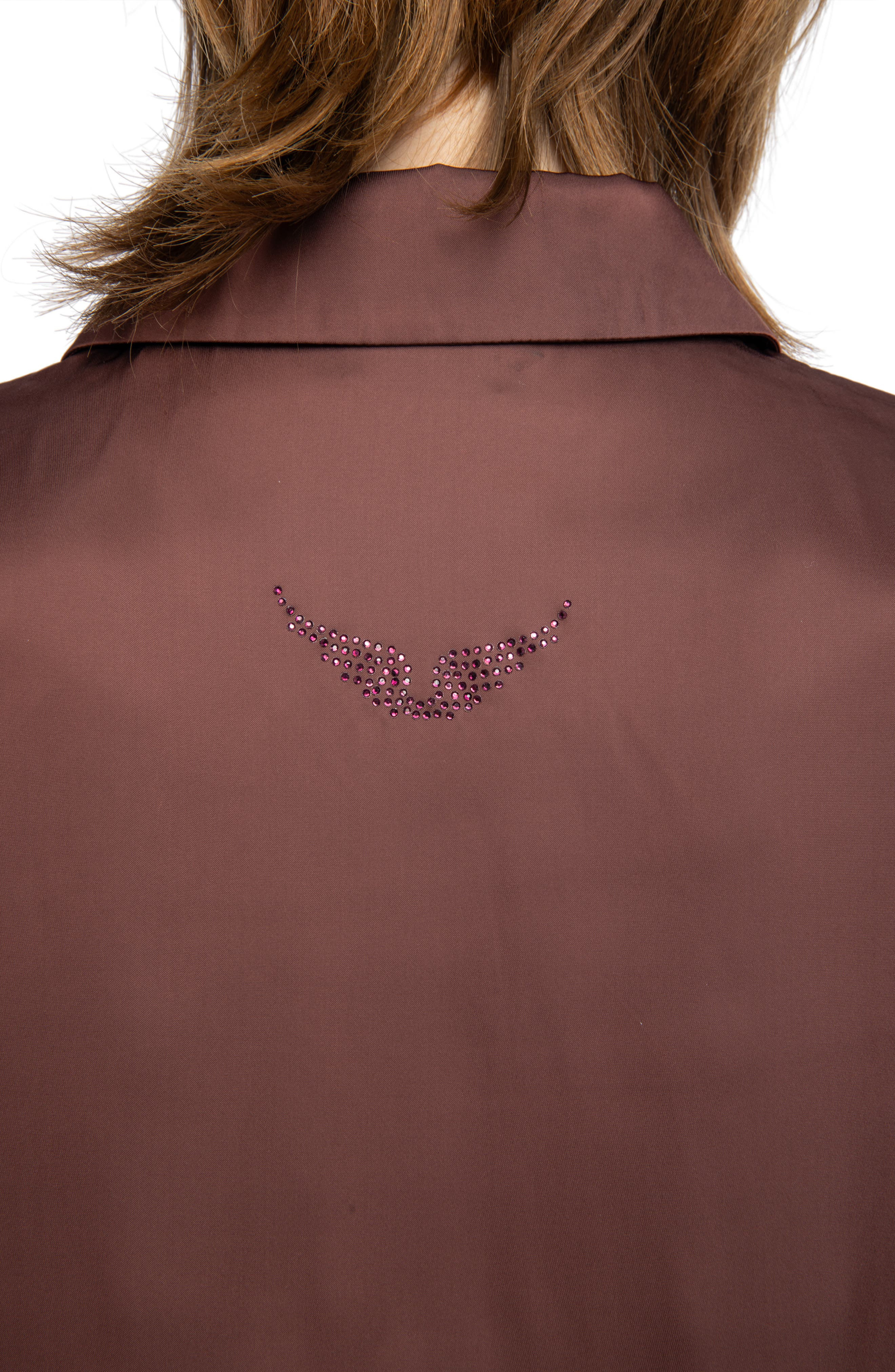 Zadig & Voltaire Thely Satin Shirt in Burgundy at Nordstrom - 8