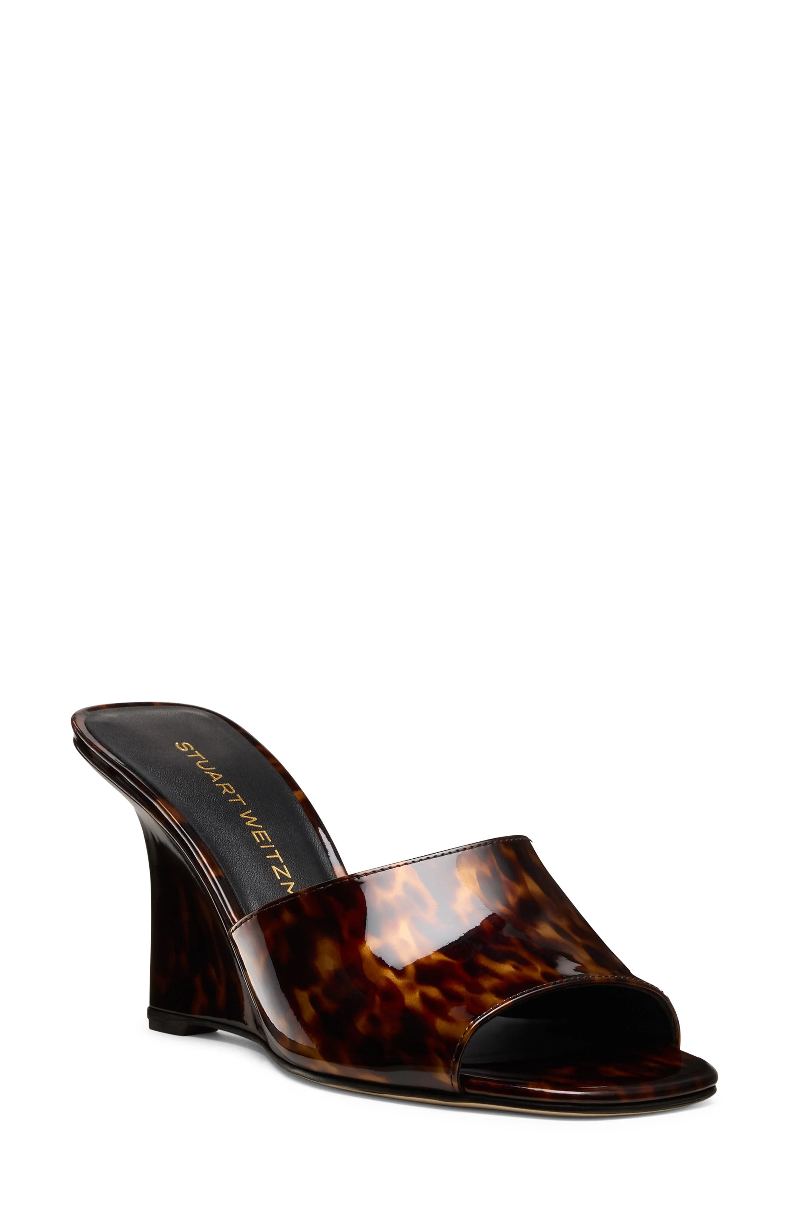 Stuart Weitzman Vinnie 85 Patent Leather Wedge Mule in Classic at Nordstrom - 1