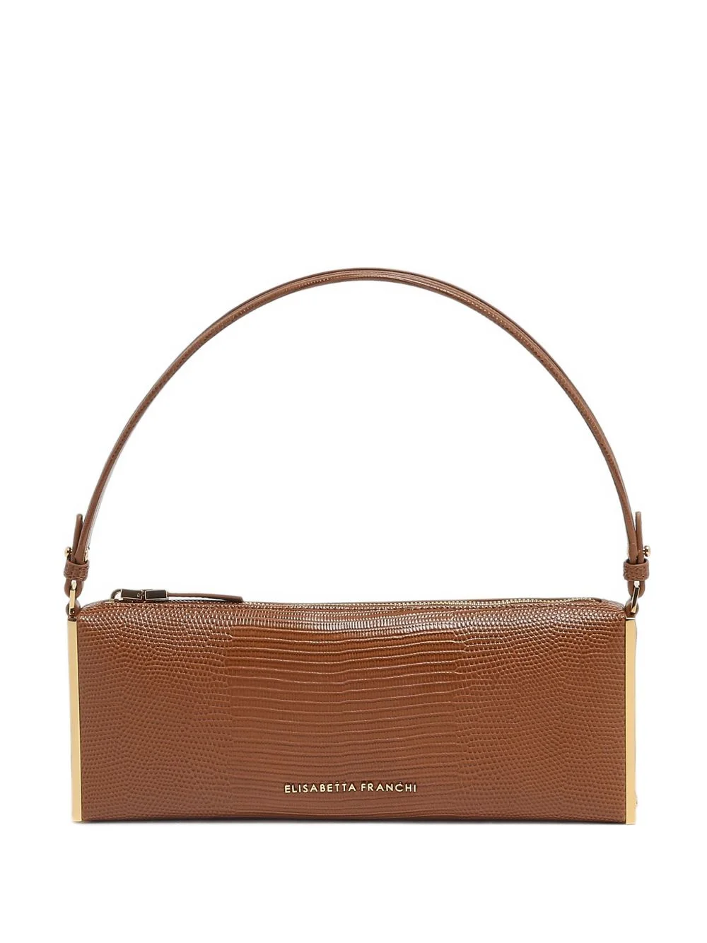 lizard-effect metal-trim shoulder bag - 1
