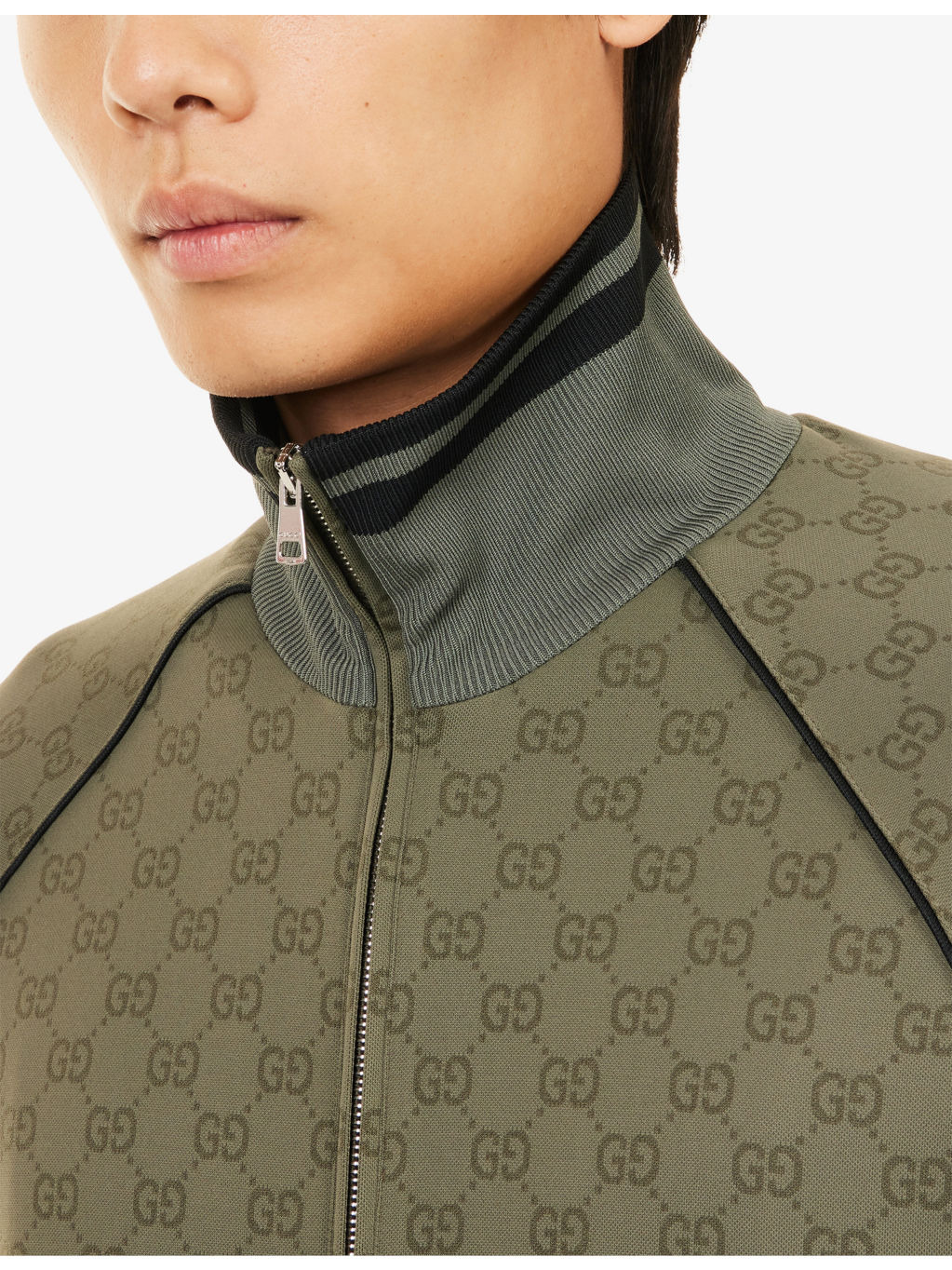 Monogram-Print Striped-Trims Woven Jacket - 5