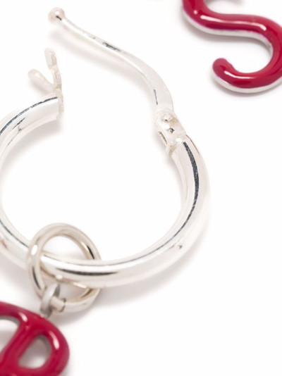 Raf Simons logo-charm hoop earrings outlook