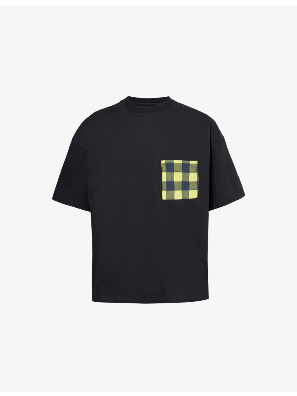 Gingham Pocket crew-neck cotton T-shirt - 1