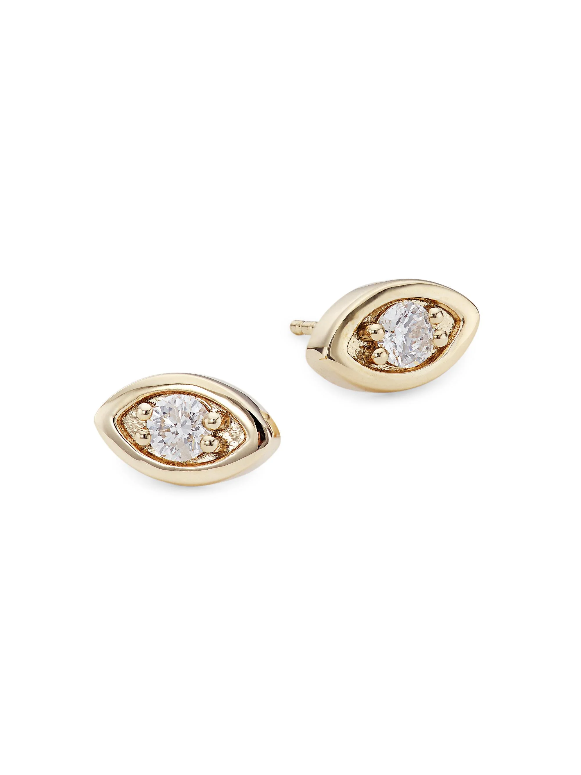Women's 14K Yellow Gold & Diamond Large Evil-Eye Stud Earrings - 1