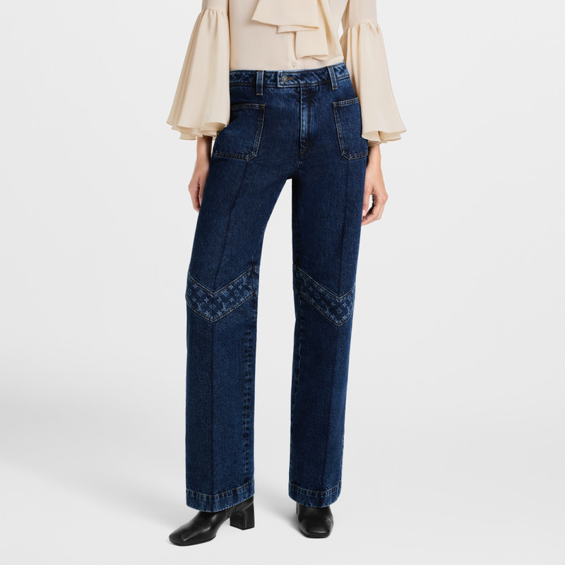 Monogram Accent Raw Denim Jeans 2