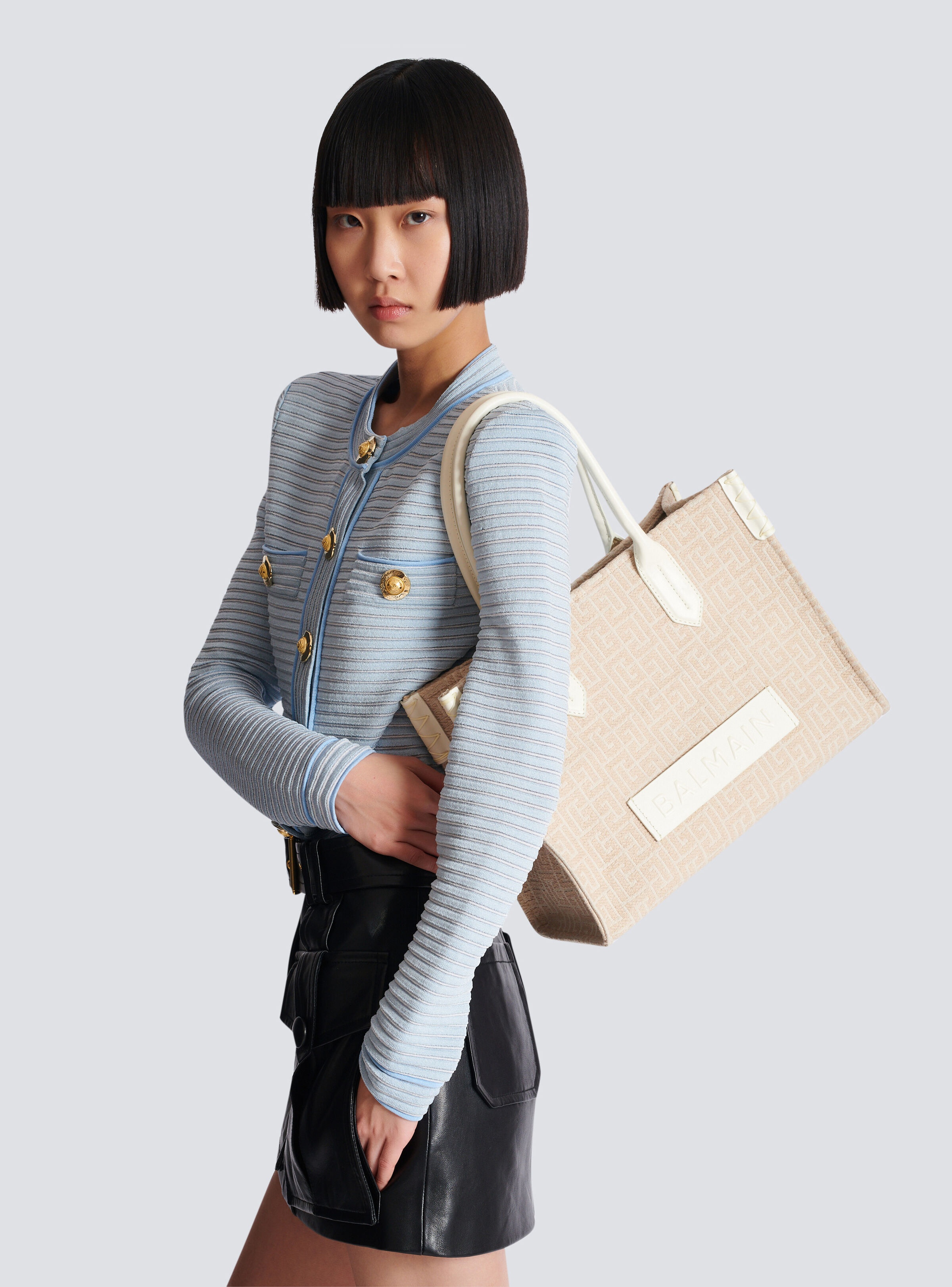 B-Army 36 monogrammed canvas jacquard and leather tote bag - 8