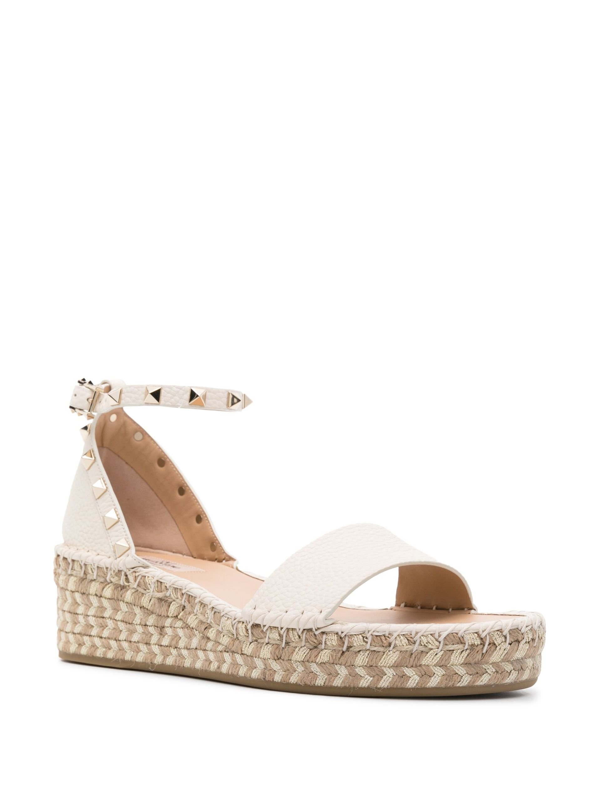 Neutral Rockstud 55 Leather Espadrilles - 2