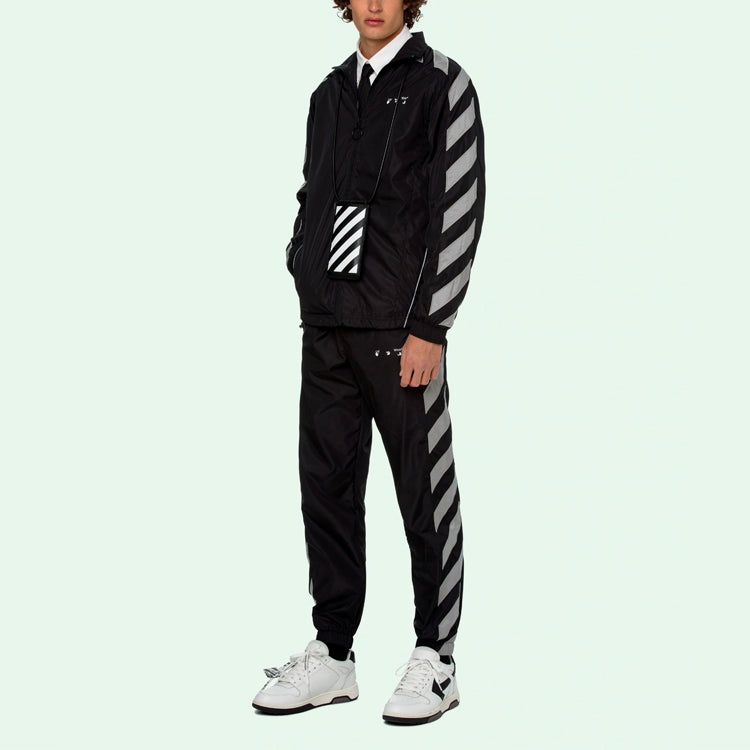 Off-White SS21 Side Sleeve Stripe Training Jacket Black OMBD022R21FAB0011006 - 3