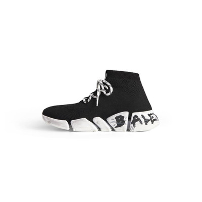 BALENCIAGA Men's Speed 2.0 Lace-up Graffiti Recycled Knit Sneaker  in Black outlook