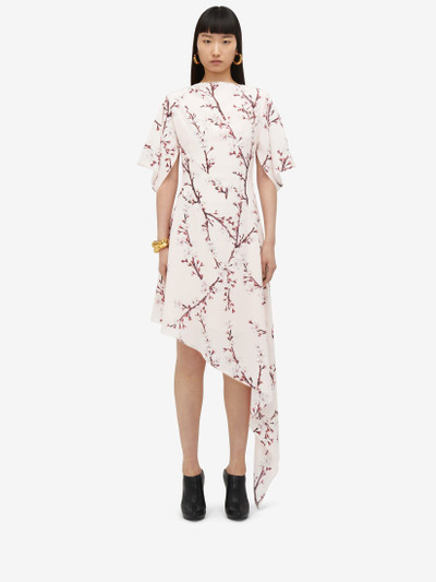 Alexander McQueen Women's Cherry Blossom Asymmetric Midi Dress in Pink outlook