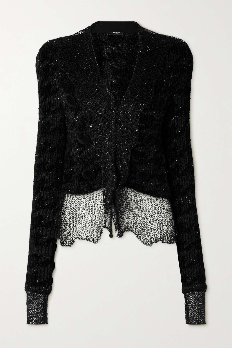 Spencer sequin-embellished jacquard-knit jacket - 1