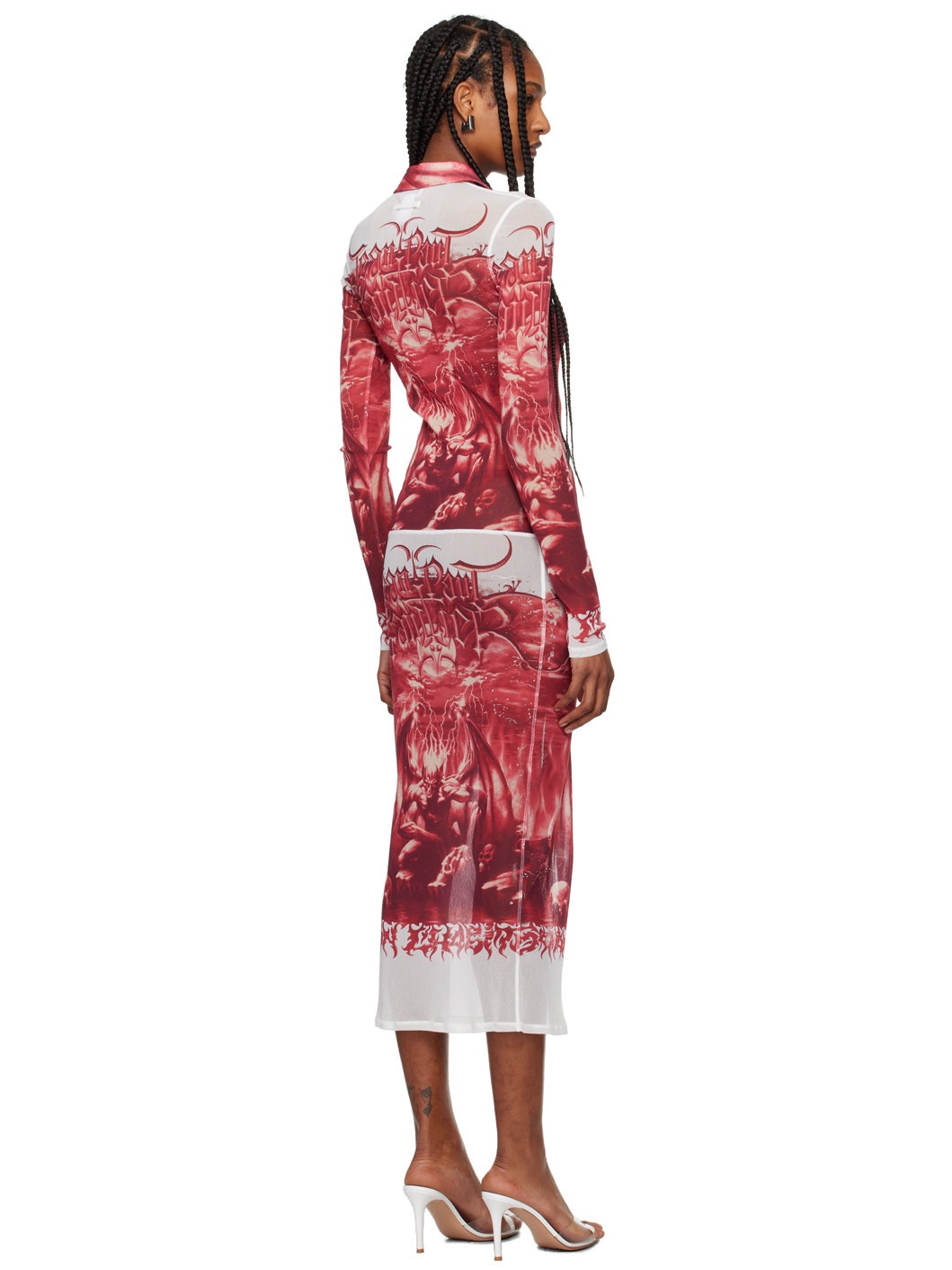 Red & White 'The Diablo' Midi Dress - 3