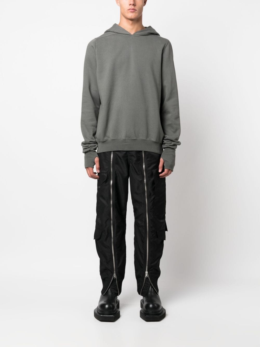 extra-long sleeve cotton hoodie - 2