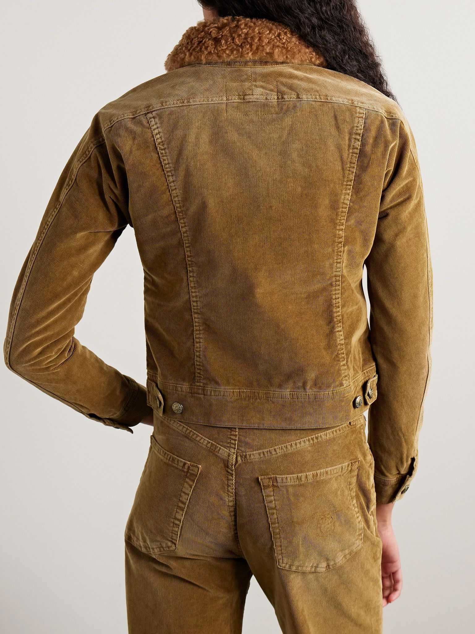 Trucker fleece-trimmed cotton-blend corduroy jacket Brown - 3