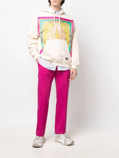 VERSACE baroque-panelled pullover hoodie outlook