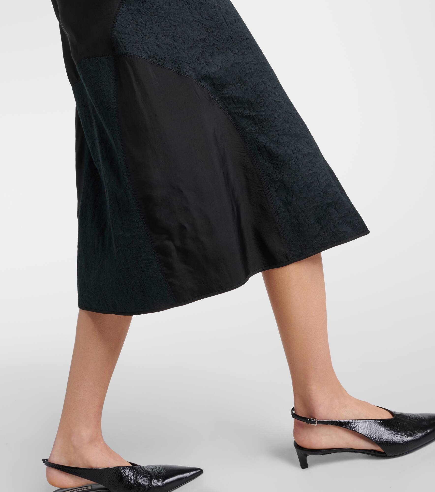 Lace-trimmed cotton-blend midi dress - 5