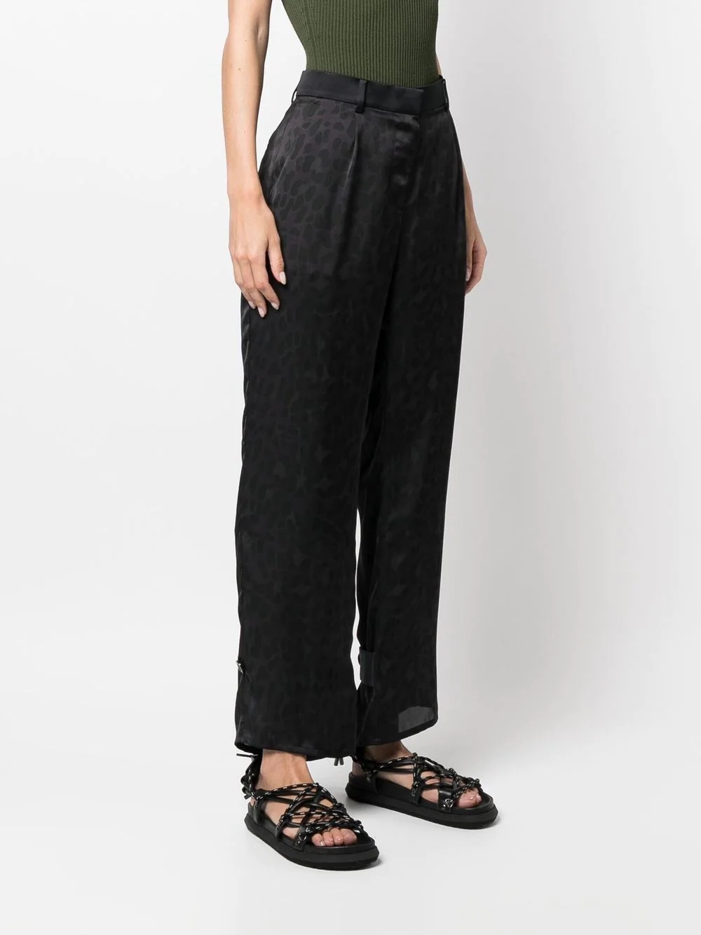 high-waisted patterned trousers - 3
