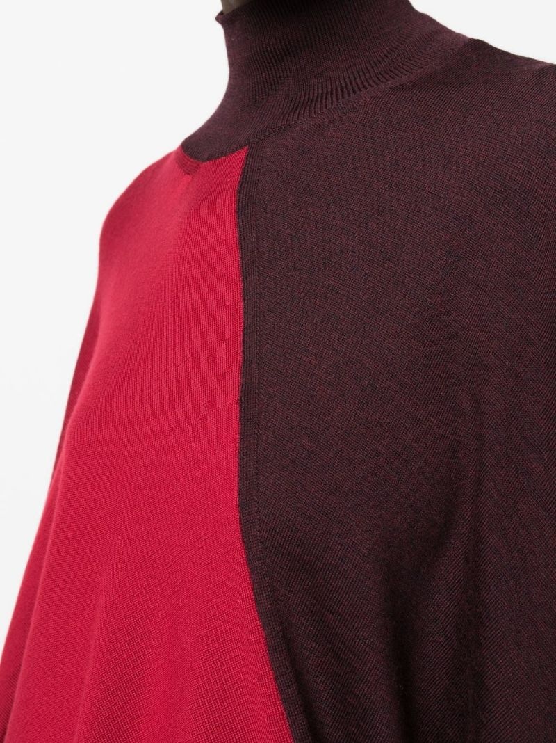 asymmetric colour-block wool jumper - 5