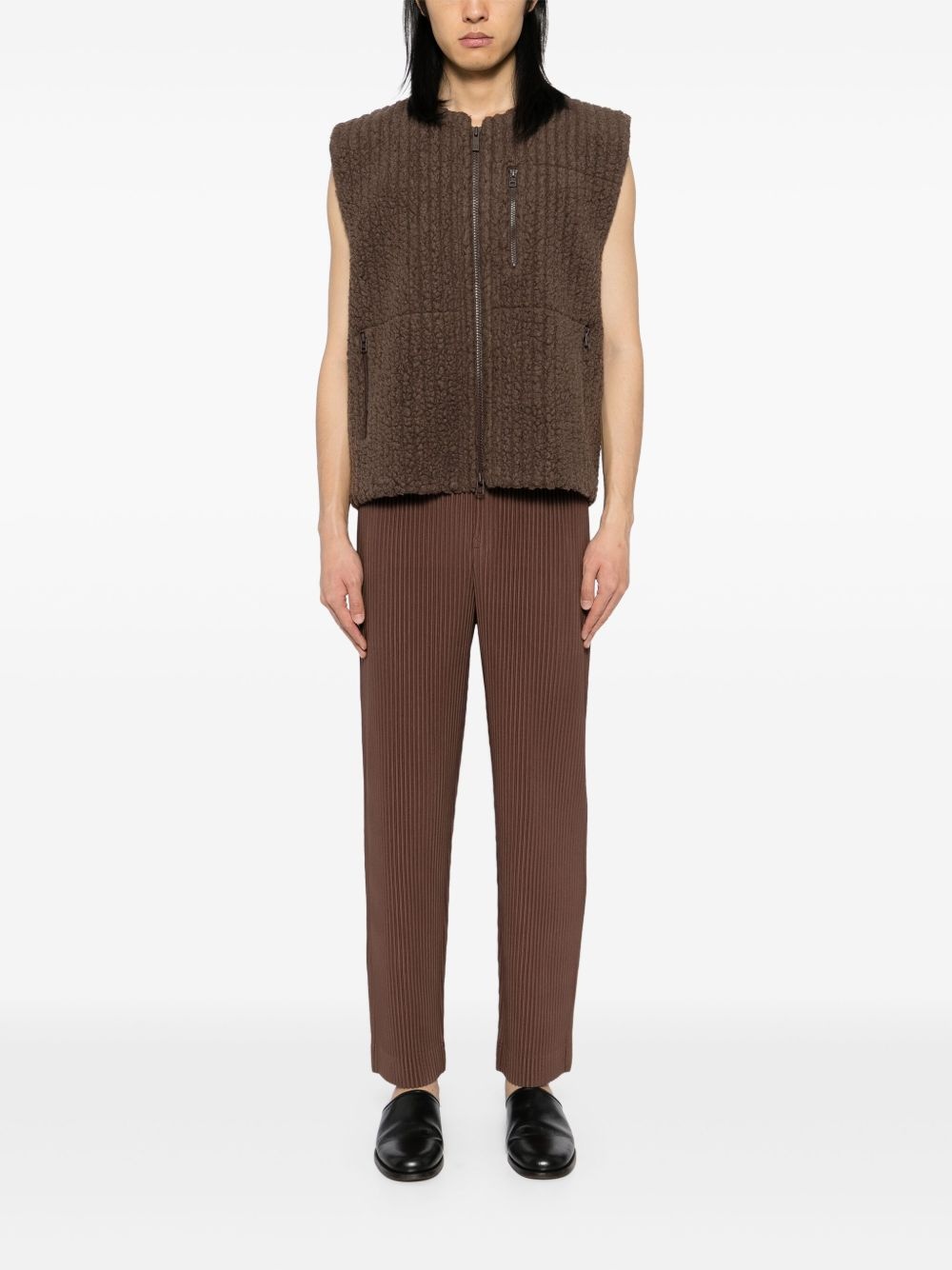 fleeced pleats gilet - 2