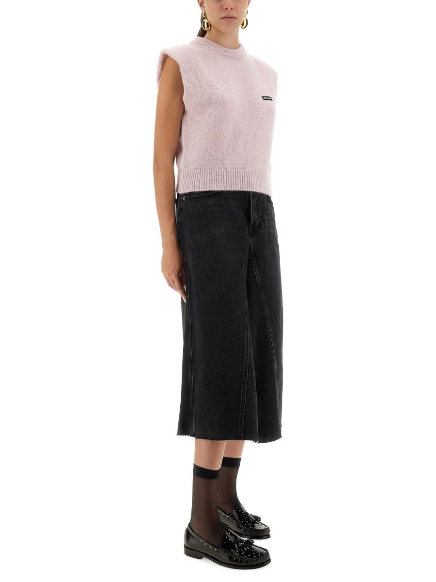 SHORT WOOL VEST SWEATER WITH LOGO - 2