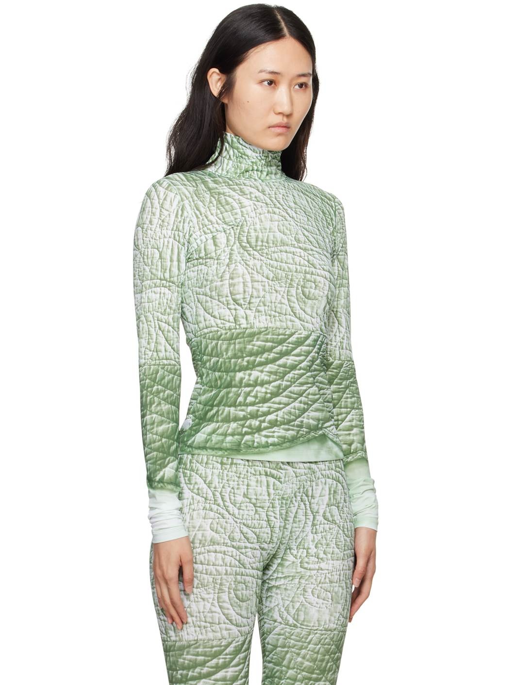 Green Trompe L'œil Turtleneck - 2