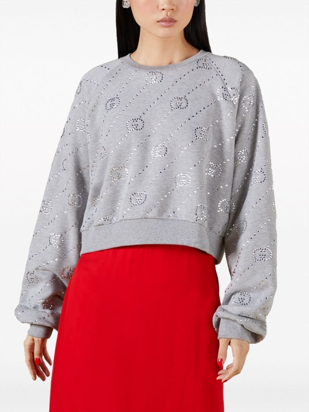 crystal-embellished Interlocking G-logo felted sweatshirt - 3