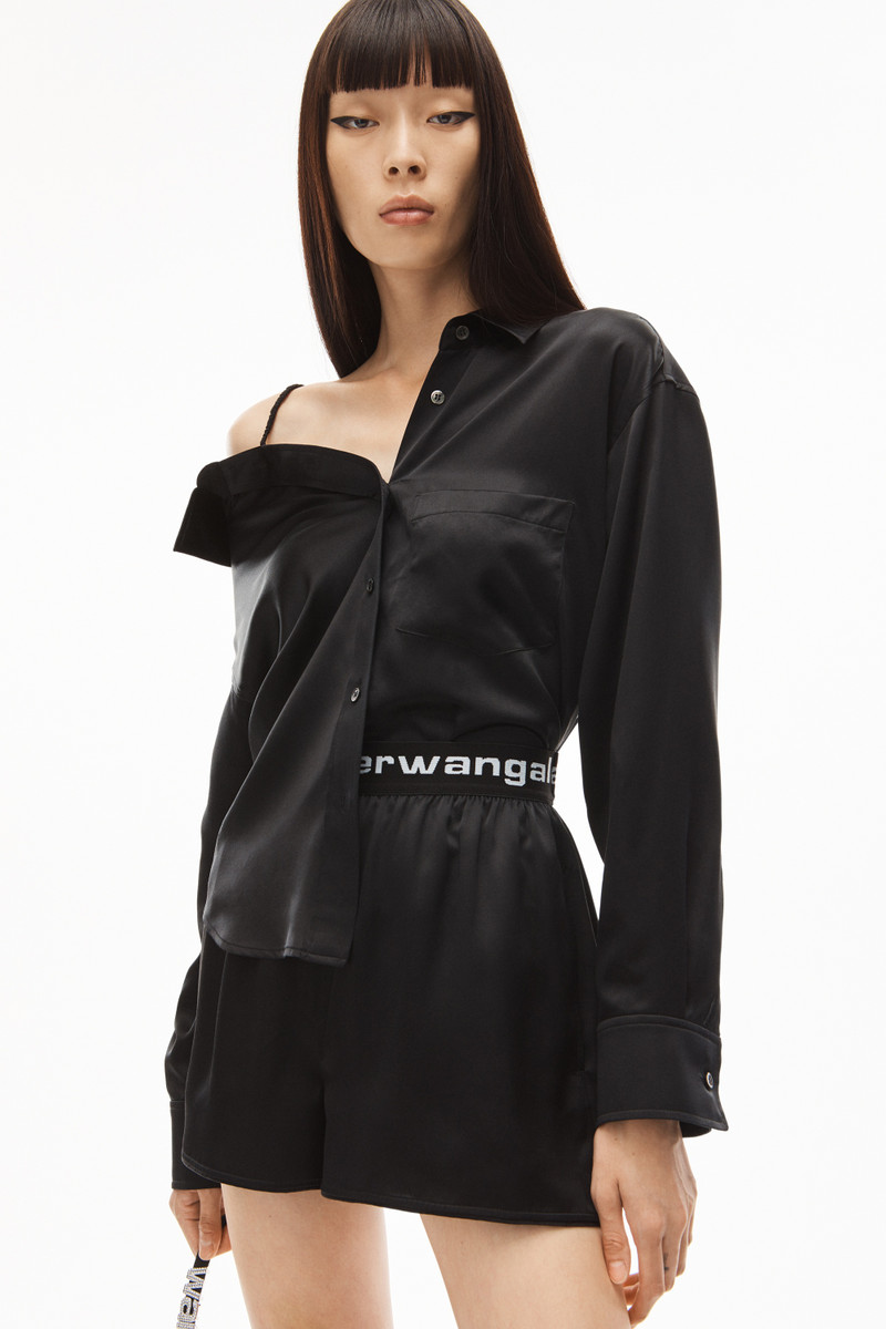 LOGO ELASTIC SHORT IN SILK CHARMEUSE 5