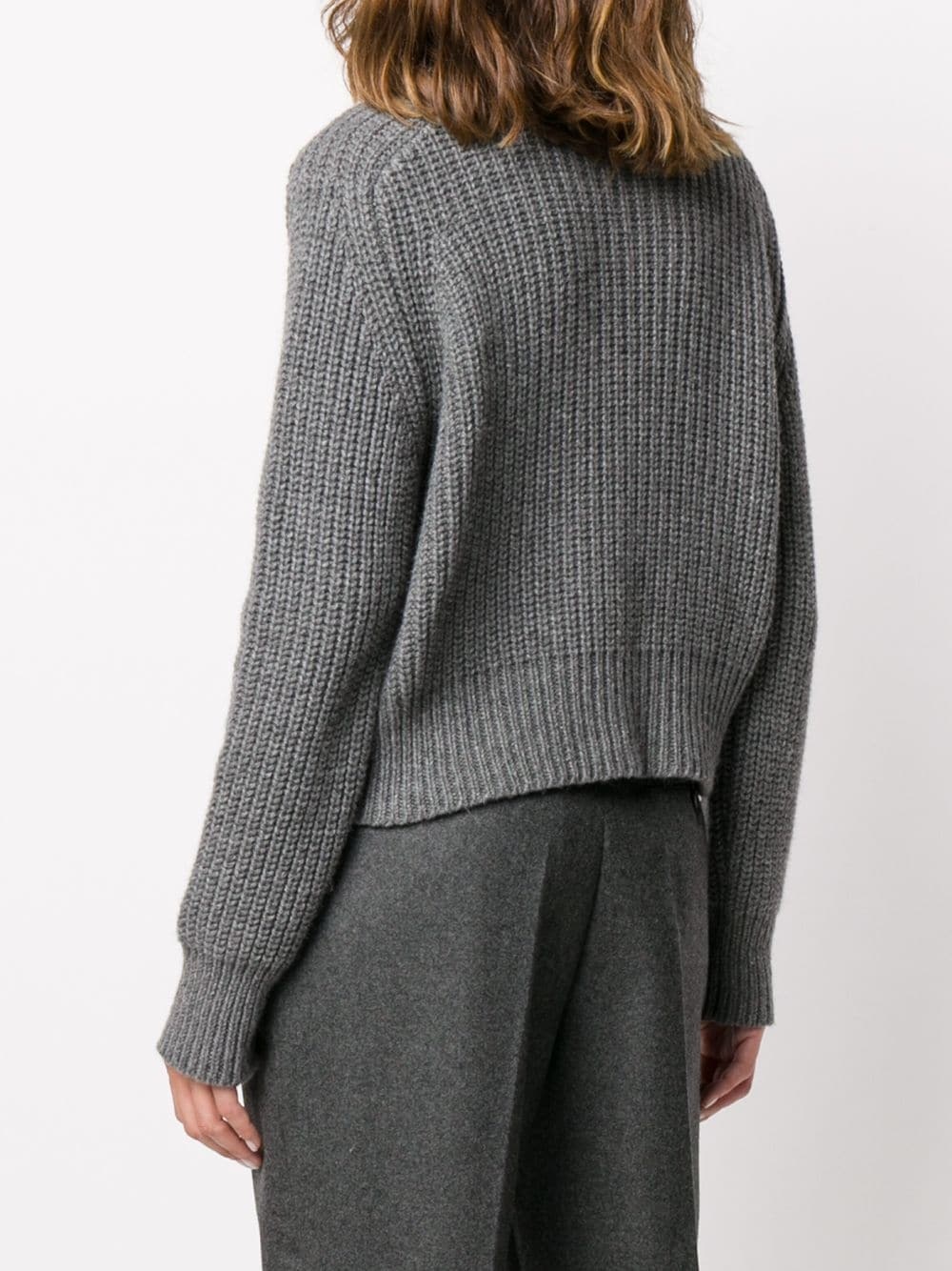 funnel neck ribbed jumper - 4