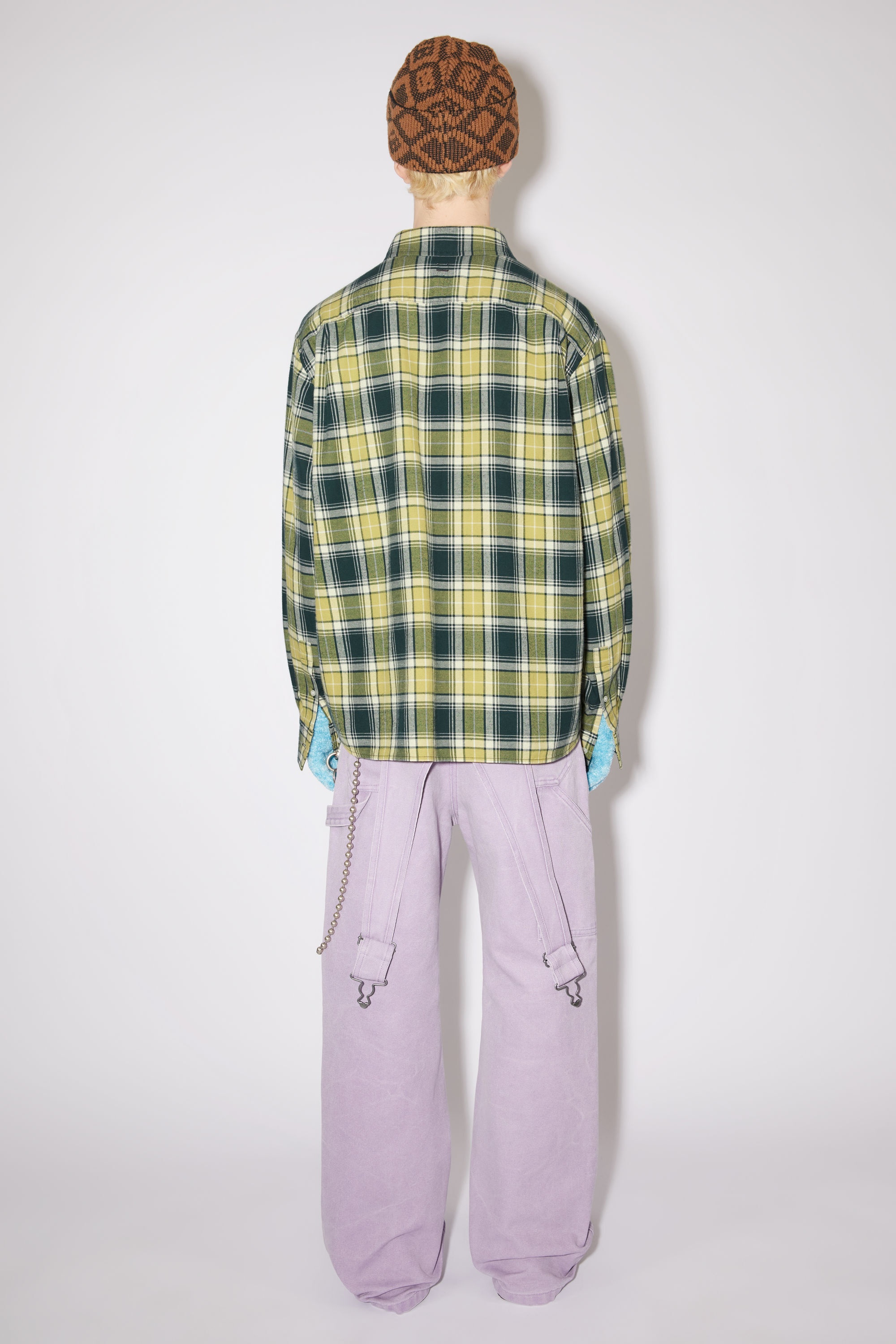 Check button-up shirt - Forest green/light green - 3