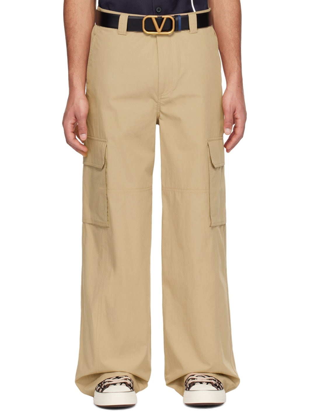 Beige Hammer Loop Cargo Pants - 1